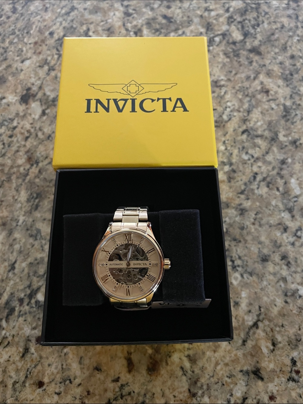 Invicta Gold 40mm Objet D Art Automatic with Skeleton Dial